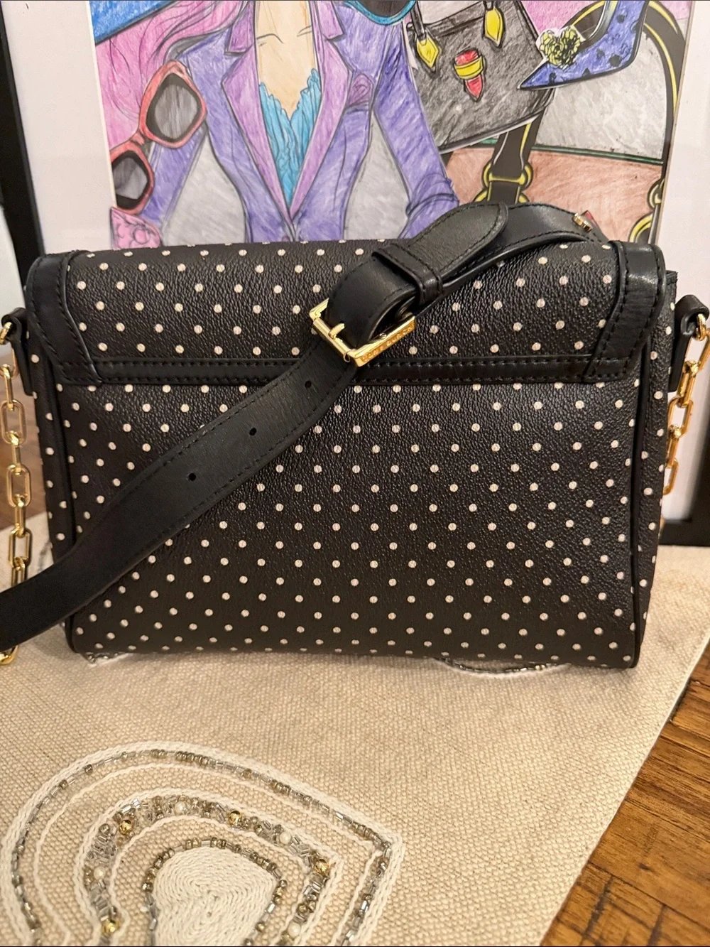 Tory Burch Kerrington Crossbody Viva Dot Bag with Gold Detailing